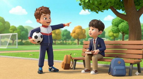 孩子们一起去踢足球。