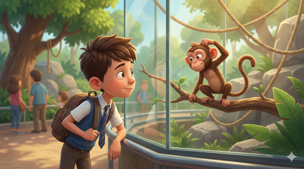 一只猴子在思考的样子。